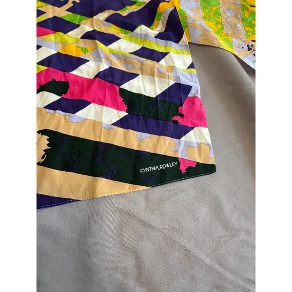 Cynthia Rowley Abstract Multicolor 100% Silk Scarf - Picture 4 of 10